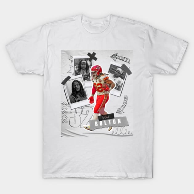 Nick Bolton football Paper Poster Chiefs 5 - Nick Bolton - T-Shirt