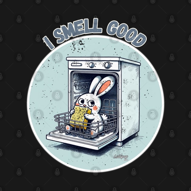 Sweet Animals: Bunny Rabbit Smells A Sponge - Cute Bunny - A Funny Silly Retro Vintage Style by LollipopINC