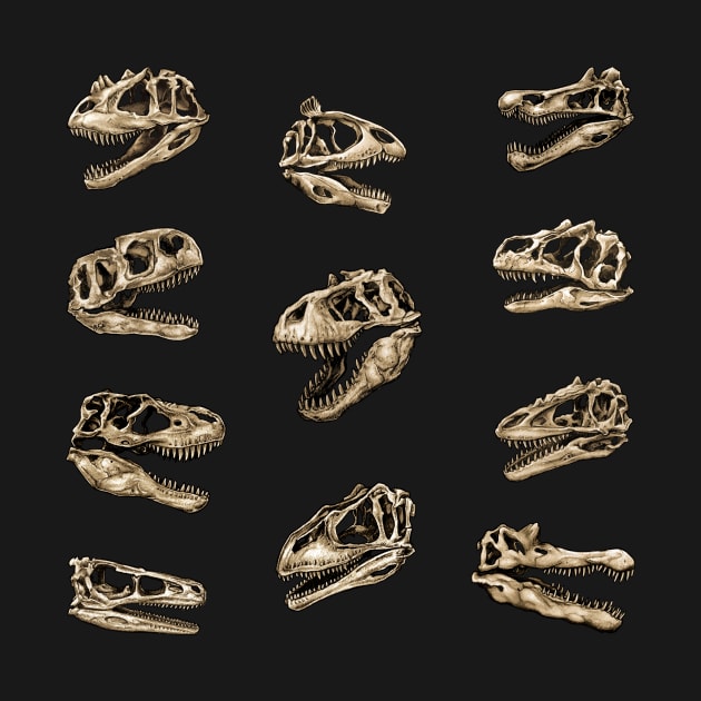 Dinosaur Skull Sticker Set Theropods by CassWArt