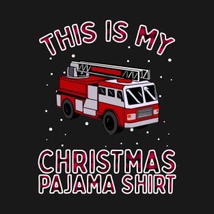 Firefighter Christmas Pajama - Fire Truck Funny Fireman Gift T-Shirt
