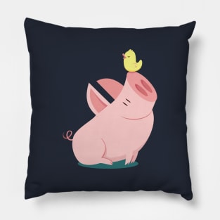 Big pig and little bird Pillow