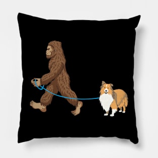 Bigfoot Dog Walk Sheltie - Sasquatch Dog Lovers Pillow