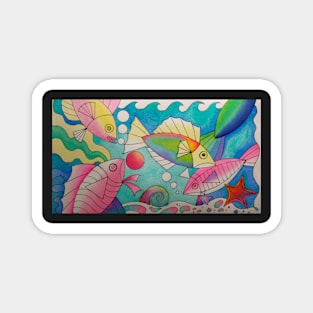 Fishies 2 watercolour Magnet