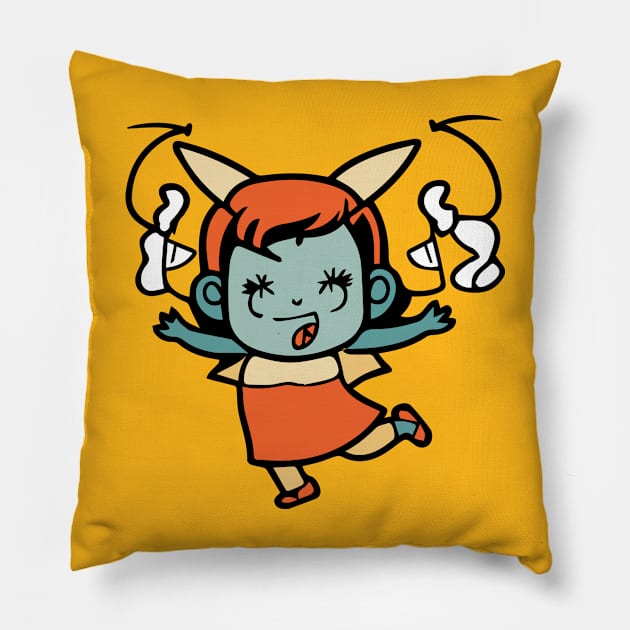 Cute Kawaii Little Demon Girl Pillow by tatadonets