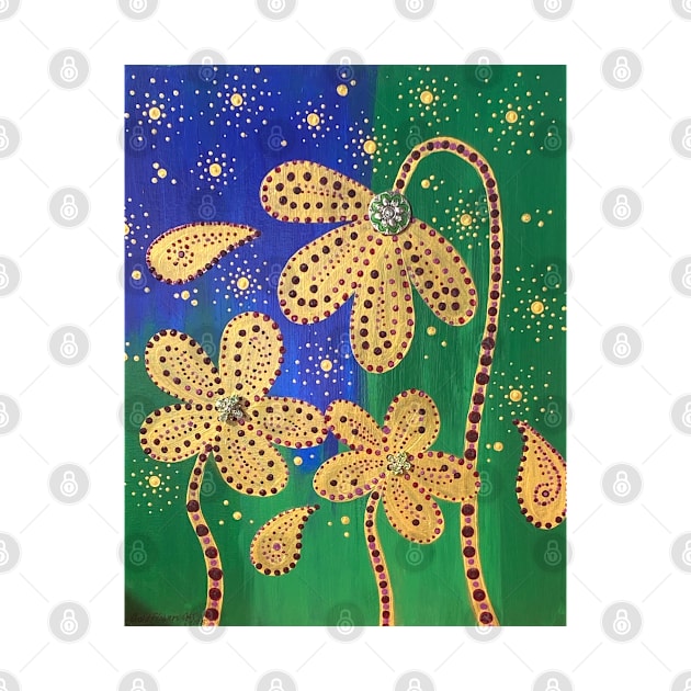 Gold Flowers by Laughing Cat Designs