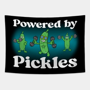 Powered By Pickles Funny Exercising Cucumbers Tapestry