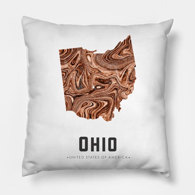 Ohio state map abstract brown Pillow by StudioGrafiikka