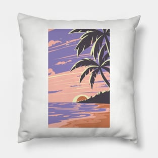 Sunset at the beach Pillow