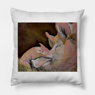 Mum and baby piglet.. Pillow