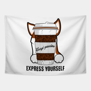 Corgi-puccino Express Yourself Dog Coffee Lover Tapestry