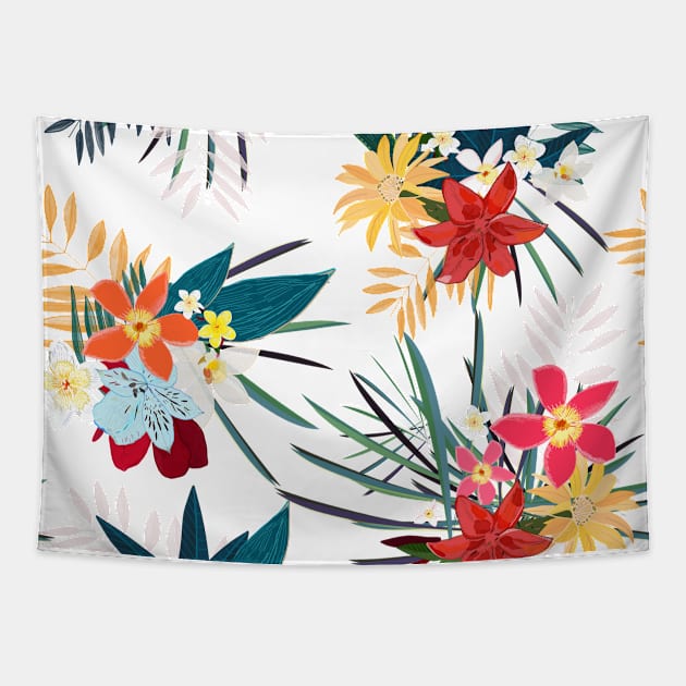 Frangipani lily palm Tapestry by GULSENGUNEL