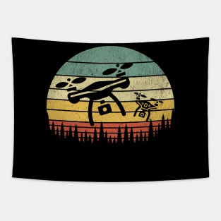 Flying Drone - vintage retro sunset Tapestry