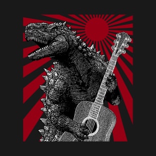 Godzilla Playing Guitar - Retro Style T-Shirt