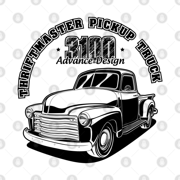 3100 Pickup Truck - Black Print by WINdesign