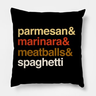 Deconstructed spaghetti and meatballs: parmesan & marinara & meatballs & spaghetti Pillow