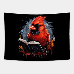 Cardinal Bird Reads Book Tapestry