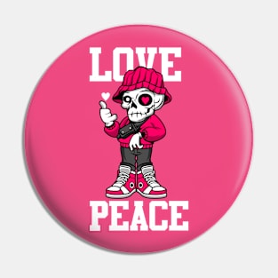 Love n peace  Skull Street style Cartoon Pin