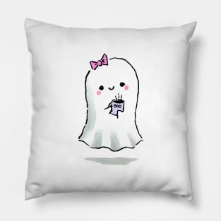 Cute Ghost with Boo Mug Pillow