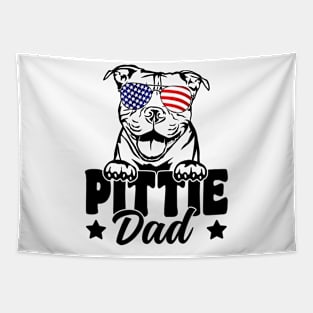 Pittie Dad USA Flag Patriotic Pitbull Dog Lover 4th Of July Tapestry