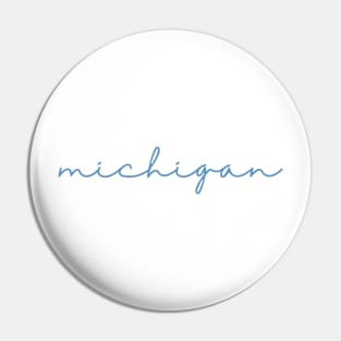 michigan blue cursive script Pin