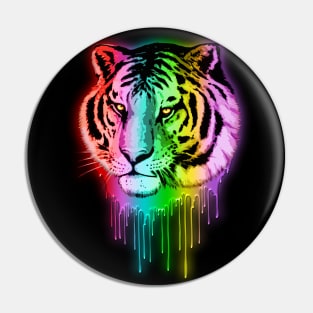 Tiger Neon Dripping Rainbow Colors Pin