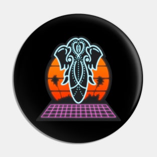 Retro Synth-wave Elephant Pin