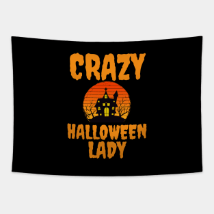 Crazy Halloween Lady Tapestry