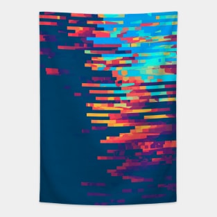 Summer Sky Glitch Contemporary Artwork Tapestry