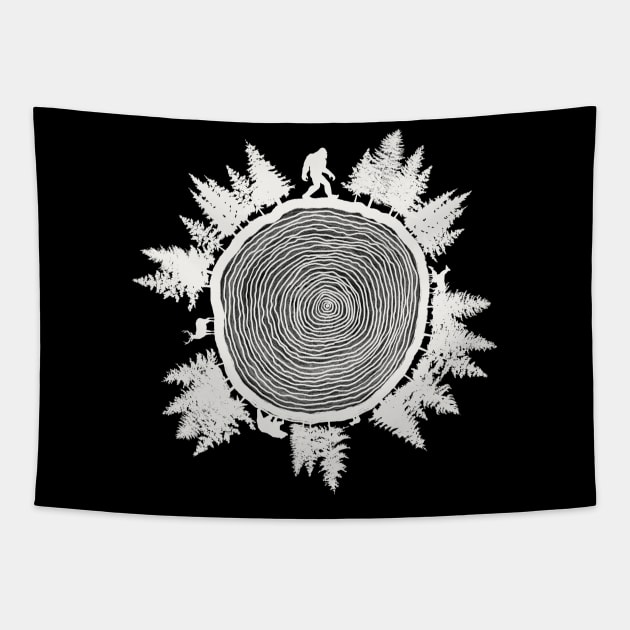 Bigfoot tree ring (white) Tapestry by Reiss's Pieces