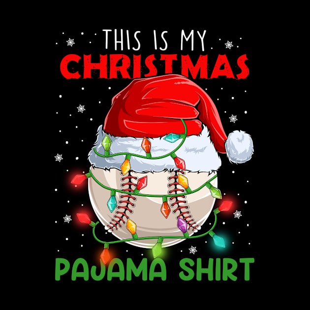 This is my Christmas Pajama shirt Baseball ball Christmas lights by petemphasis