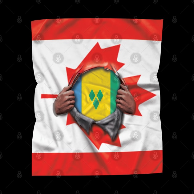 St Vincent And The Grenadines Flag Canadian Flag Ripped - Gift for Saint Vincentian From St Vincent And The Grenadines by Country Flags