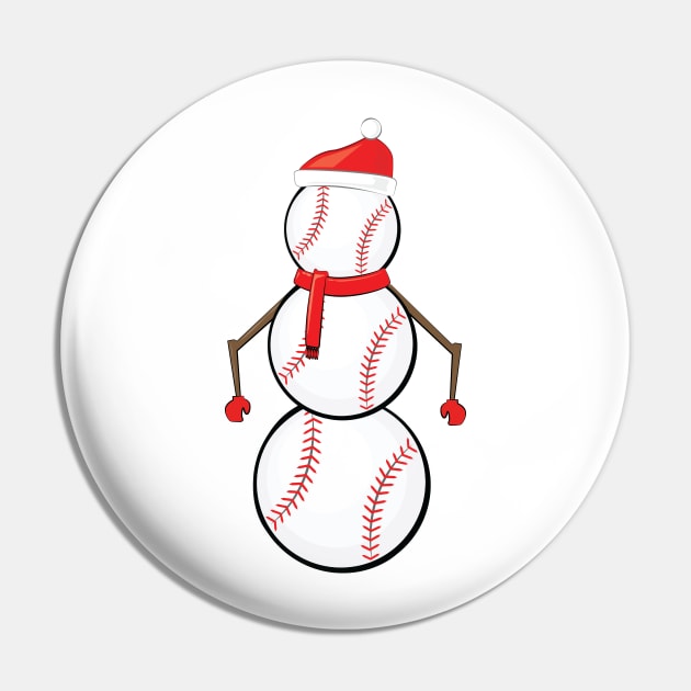 Funny Christmas Baseball Snowman Pin by DesignWood-Sport