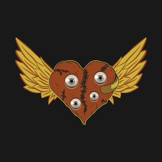 Weirdcore Aesthetic Winged Broken Heart With Eyes by Alex21