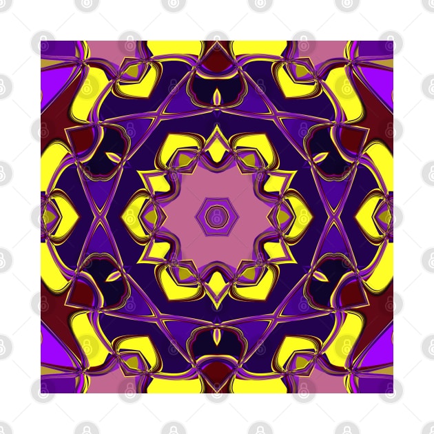 Cartoon Mandala Flower Purple and Yellow by WormholeOrbital