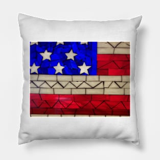 Detail - American Flag Stained Glass Pillow