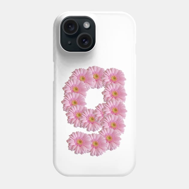 Letter g Pink Gerbera Daisy Phone Case by ellenhenryart