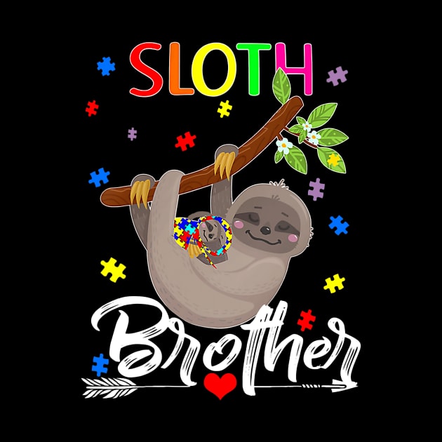 Sloth Autism Awareness Cute Sloth Puzzle Piece Brother by sabrinasimoss