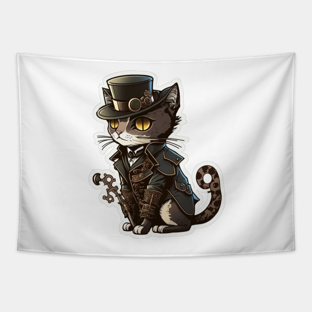 Steampunk Cat cat Tapestry by Shaani