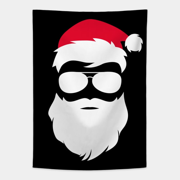 Funny Santa Claus with Sunglasses Christmas Tapestry by yoveon