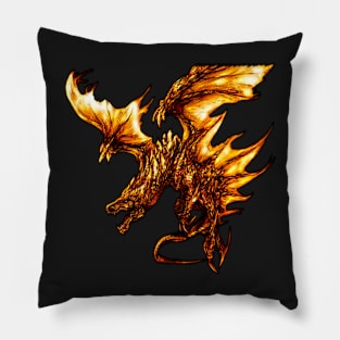 Fiery Molten Burning Dragon Design Pillow