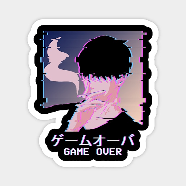 Emo Anime Boy Game Over Lofi Vaporwave Otaku Weeb Magnet by Alex21