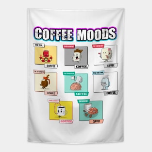 Coffee Addicts Moods Cartoon Tapestry