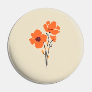 Orange Poppies || Minimal Flowers Pin