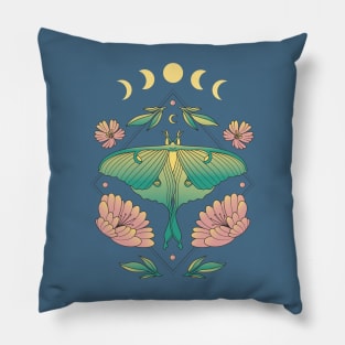 Fairycore Floral Butterfly Moth Moon Phases Pillow