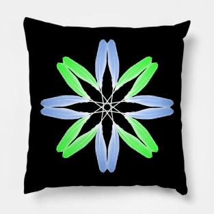 Feather Flower light blue and green Pillow