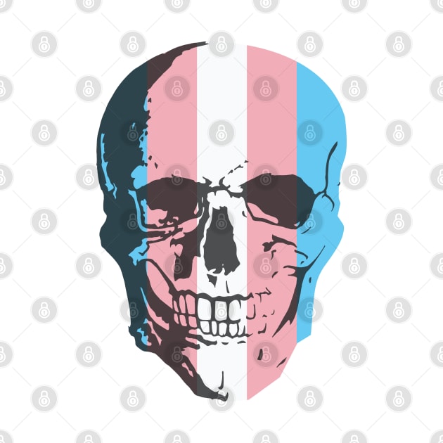 Trans flag skull by Kin Lost in Universe