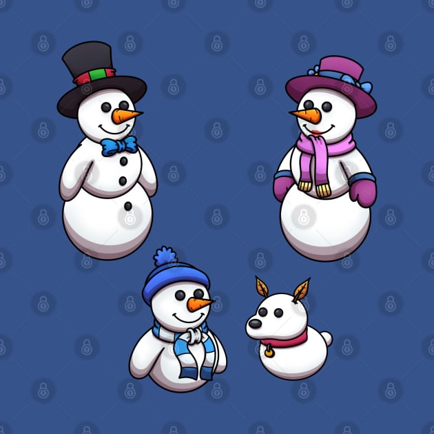 Happy Cartoon Snowman Family Sticker Pack by TheMaskedTooner