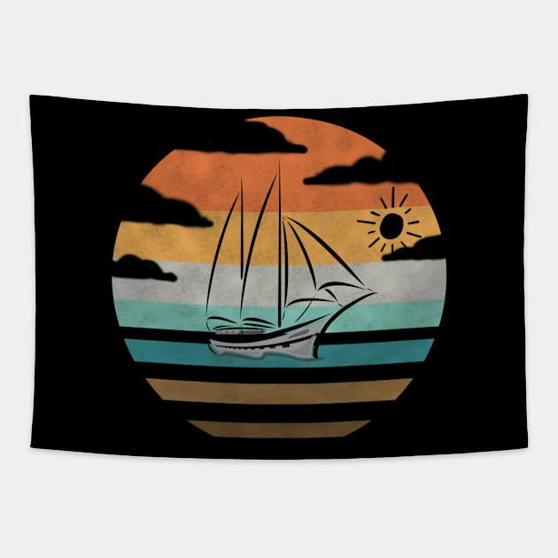 Vintage Sunset Sailing Gift Tapestry by RRDESIGN