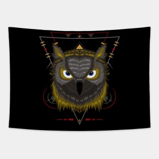 Owl Illustration with sacred symbol Tapestry