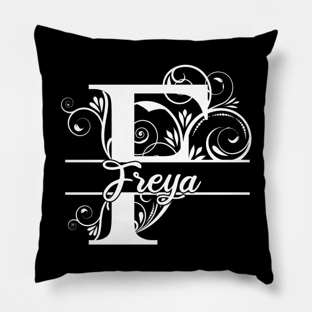 Personalized Name Monogram F - Freya - Letter F - White Pillow by MysticMagpie